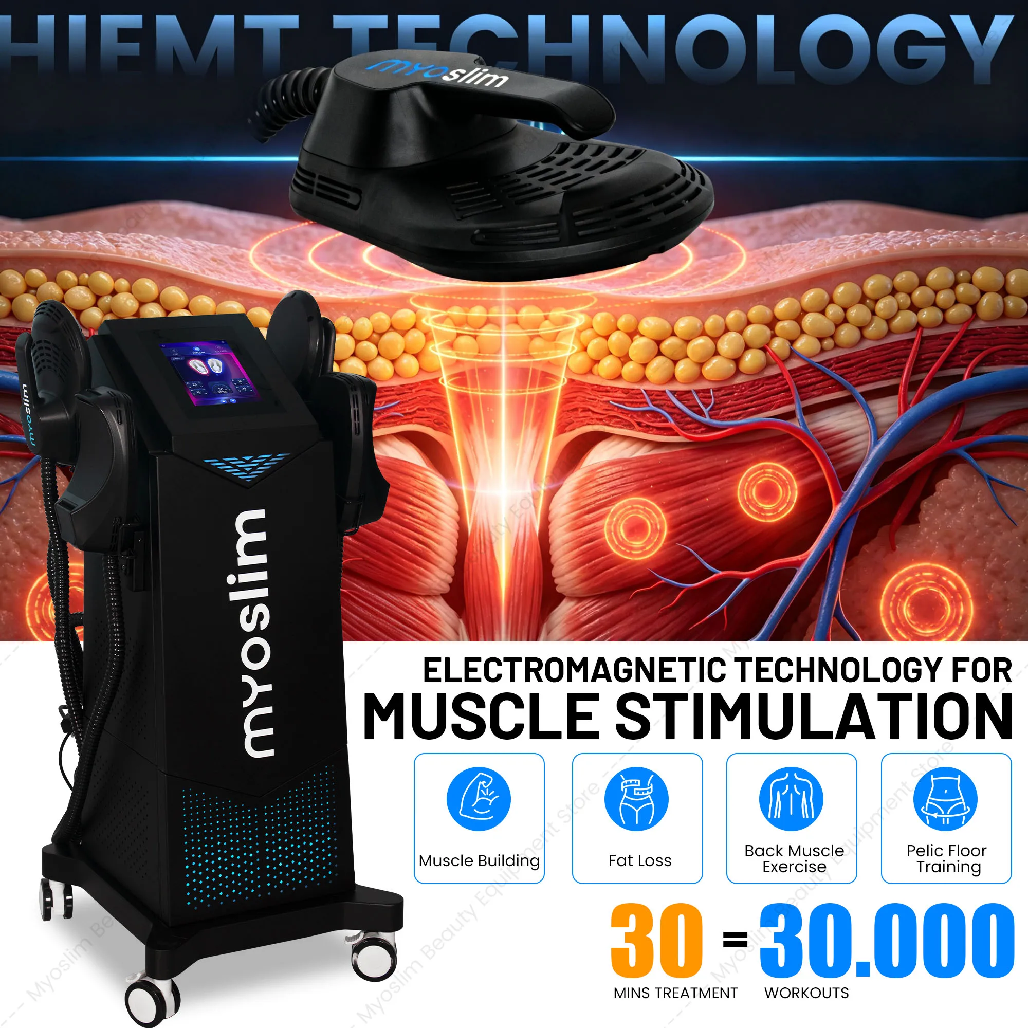 EMS MYOslim Hi-emt Body Sculpt Machine Sculpting Weight Loss Electromagnetic Fat Slimming Muscle Stimulation