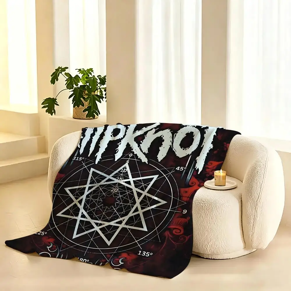 Rock Slipknot Band Throw Lightweight 240g Flannel Blanket Soft Skin-friendly for Summer Cooling