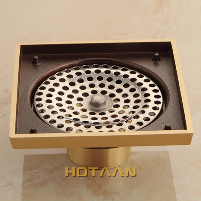 . High Quality Antique Brass Carved Flower Art Bathroom Accessory Floor Drain Waste Grate100mm*100mm YT-2101