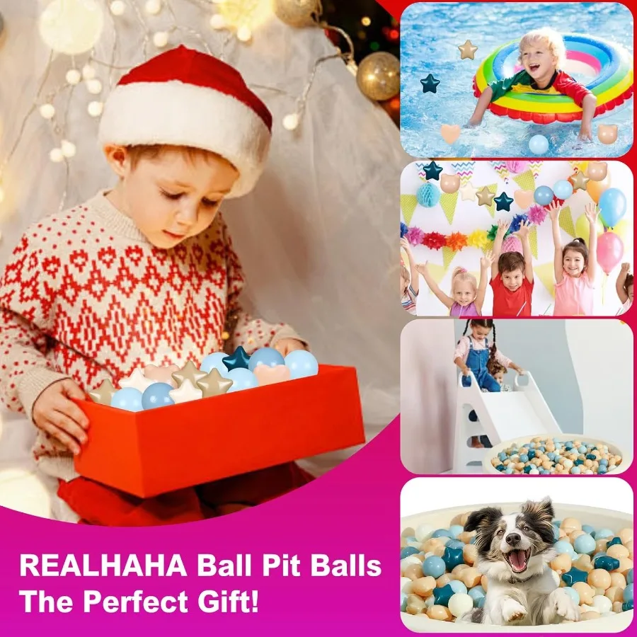 Star Ball Pit Ball Balls com formato de urso e coração, para bebês, crianças, cercadinho, piscina, filhote de cachorro, cachorro, gato, 50 peças