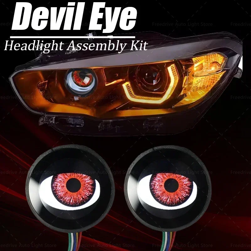 

2024 автомобильные динамические светильники Devil Eyes 1,88 дюйма 12 В, автомобильные Wi-Fi контрольные глаза, комплекты для модернизации, сборка фар, автомобильные аксессуары