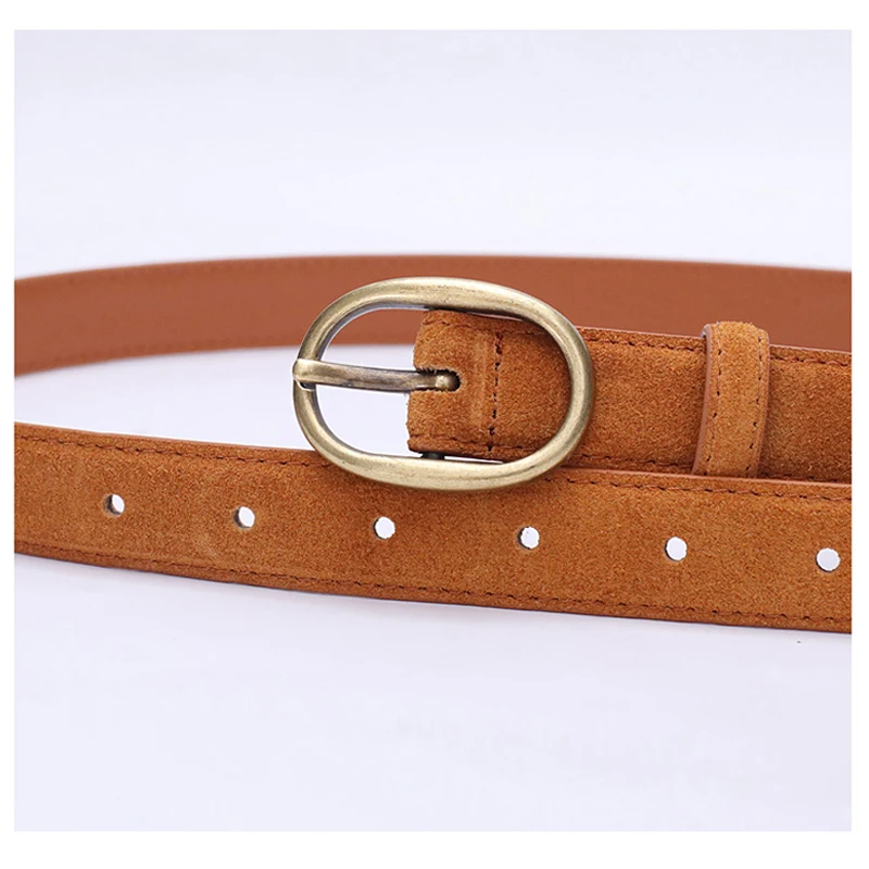 Elegant Luxury Designer Belt For Women Pants Dress Jeans Strap Retro Gold Metal Buckle Genuine Leather Fashion Ladies Waistband