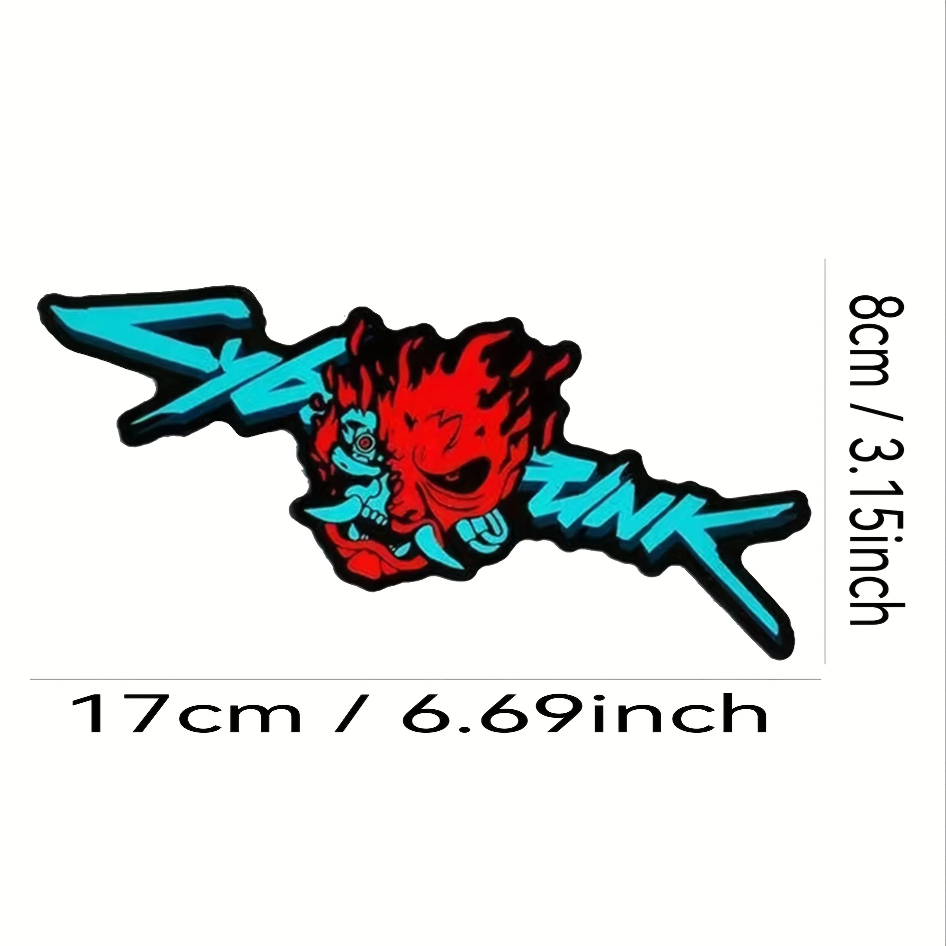 2pcs/Set Cyberpunk Skull & Text Waterproof Vinyl Stickers , Neon Style Decals for Motorcycle Helmet & Car