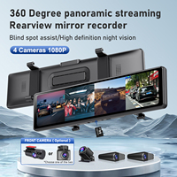 Adinkam 4CH 12 Inch Rearview Mirror Dash Cam Front,Rear and Side(Left Right) FHD 3*1080P Blind Spot Assist WDR WIFI G-sensor