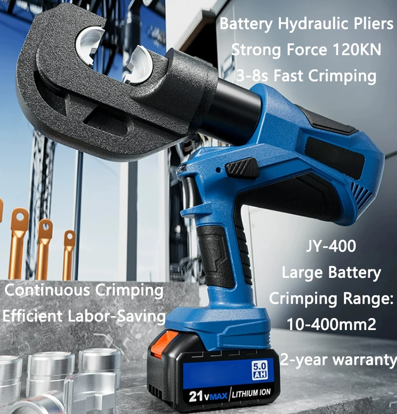 

Electric Hydraulic Pliers Wire Terminal Cable Copper Aluminum Terminal Crimping Pliers 10-400mm2 Portable Crimping Machine 5.0Ah