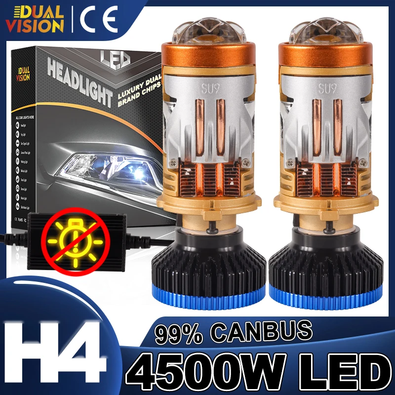 

H4 Bi LED Projector Lens LED Car Headlights CANBUS EMC Turbo Lamps Auto Motorcycle Bulbs 3000K 4300K 6000K Color H4 Car Lights