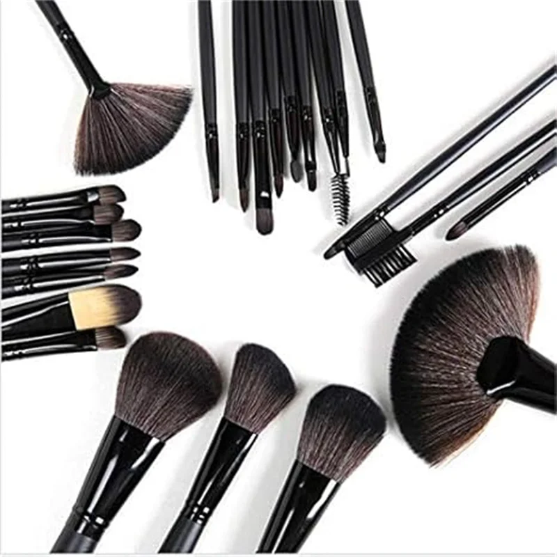 24PCS Makeup Brush Set With Bag Professional Cosmetic Brushes Eyebrow Powder Foundation Shadow Blush Synthetic Mixed Tools