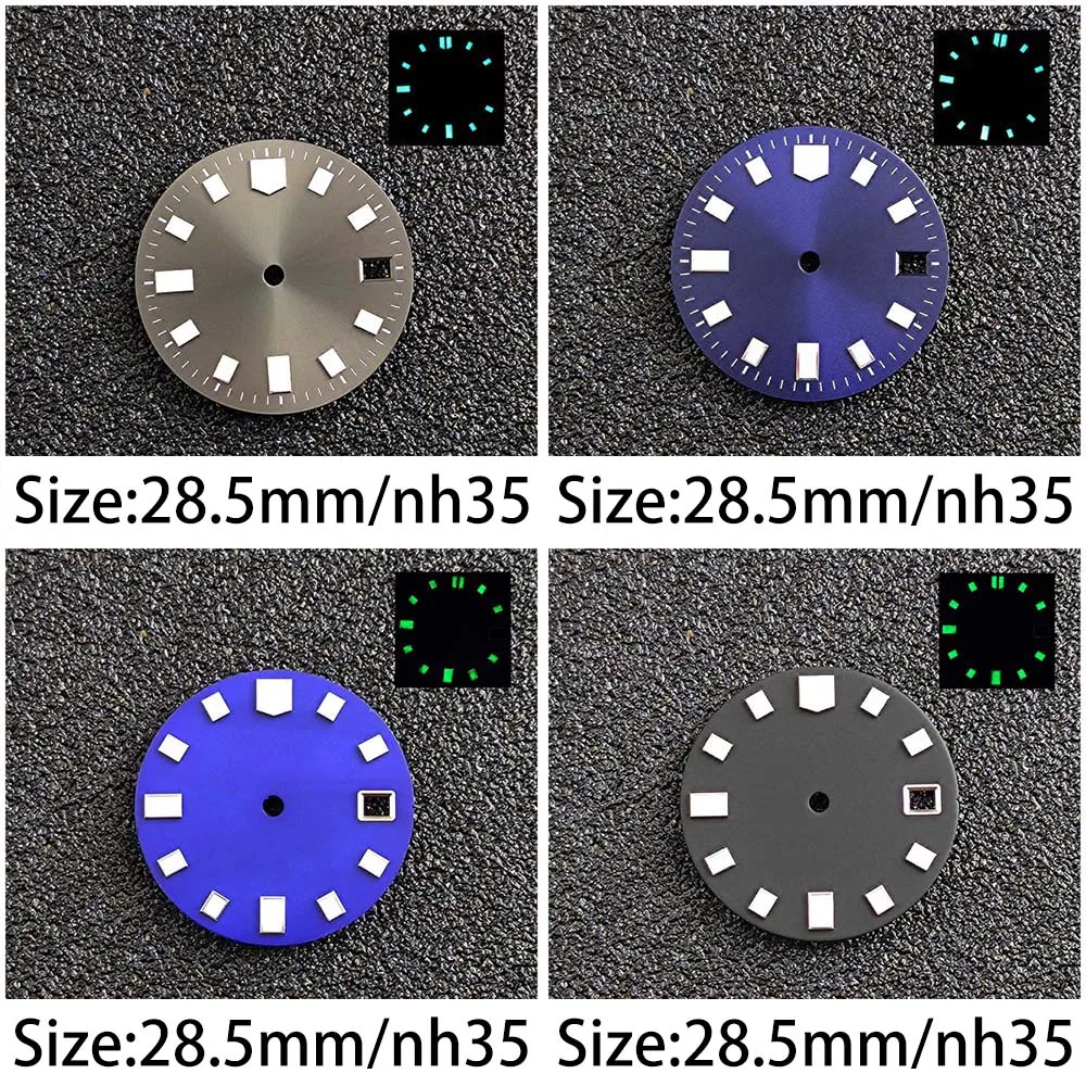 O mostrador do calendário com um diâmetro de 28,5 MM adota um mostrador luminoso, adequado para acessórios do movimento do relógio NH35