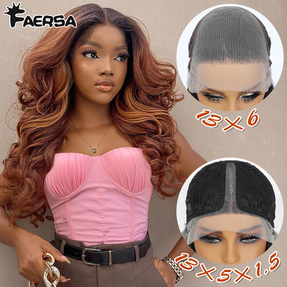 

13X6 13X5X1Latisha Synthetic Lace Front Wigs Pre Plucked Lace Frontal Wig with Babyhair for Women Brown Highlights with Babyhair