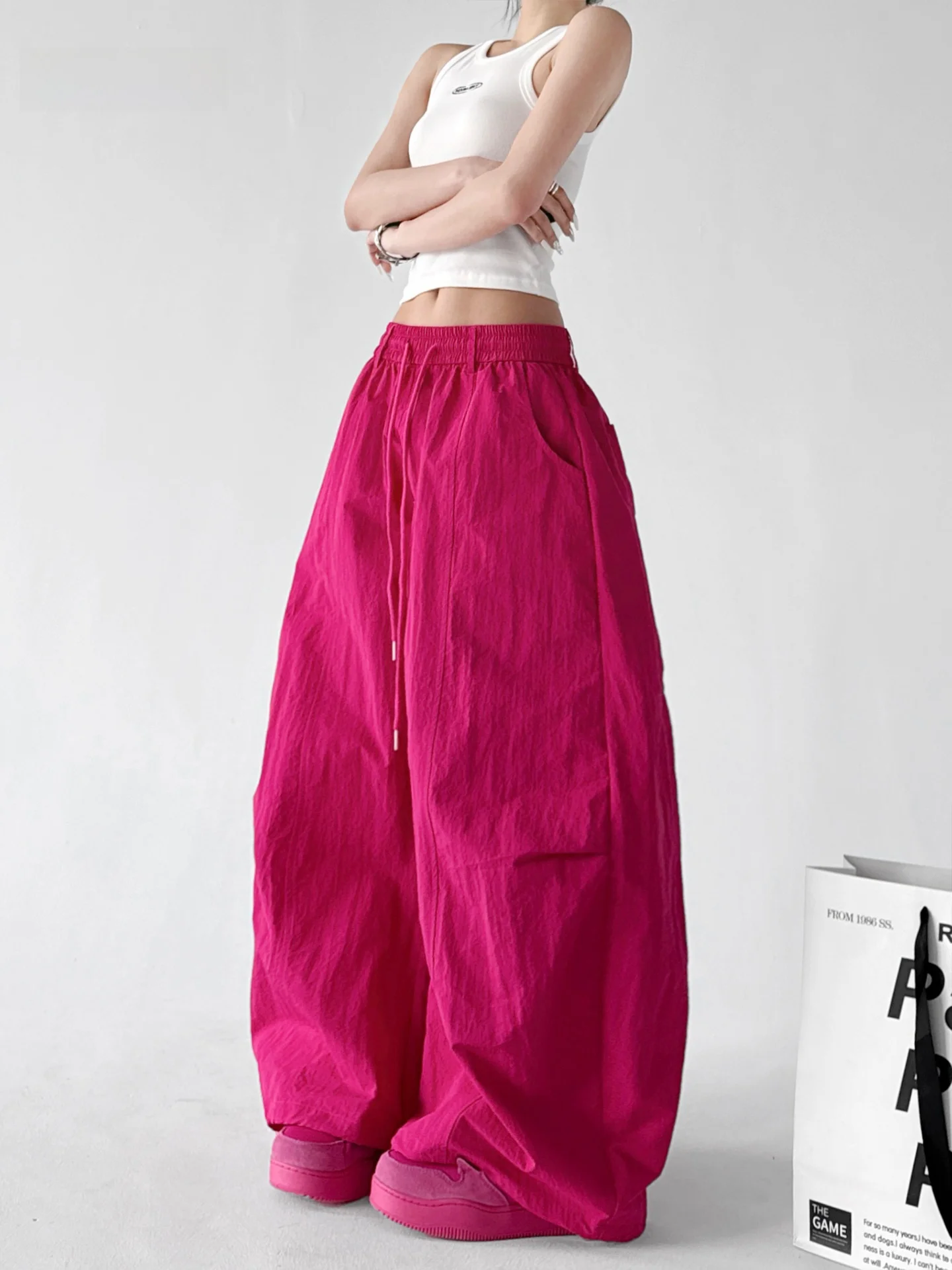

Dopne Sle Wide Leg Pants Women's Spring 2026 New Loose Slim High Waist Straight Umbrella Soldier Wide Leg Pants