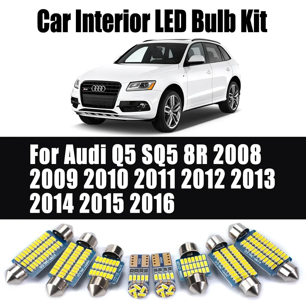 25Pcs Canbus Car Vanity Mirror Ceiling Bulbs For Audi Q5 SQ5 8R 2008- 2013 2014 2015 2016 LED Interior Map Dome Trunk Light Kit