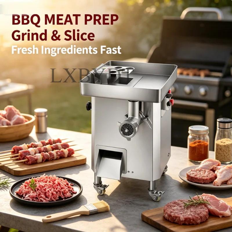 Commercial 220V Stainless Steel Meat Grinder and Slicer High Rigidity Industrial Processing Machine for Restaurant Use