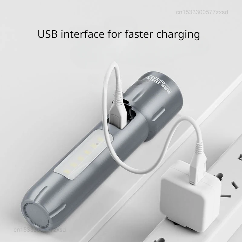 Xiaomi Smiling Shark Flashlight Strong Light Ultra Bright Rechargeable Household Multi Functional Outdoor Waterproof Flashlights