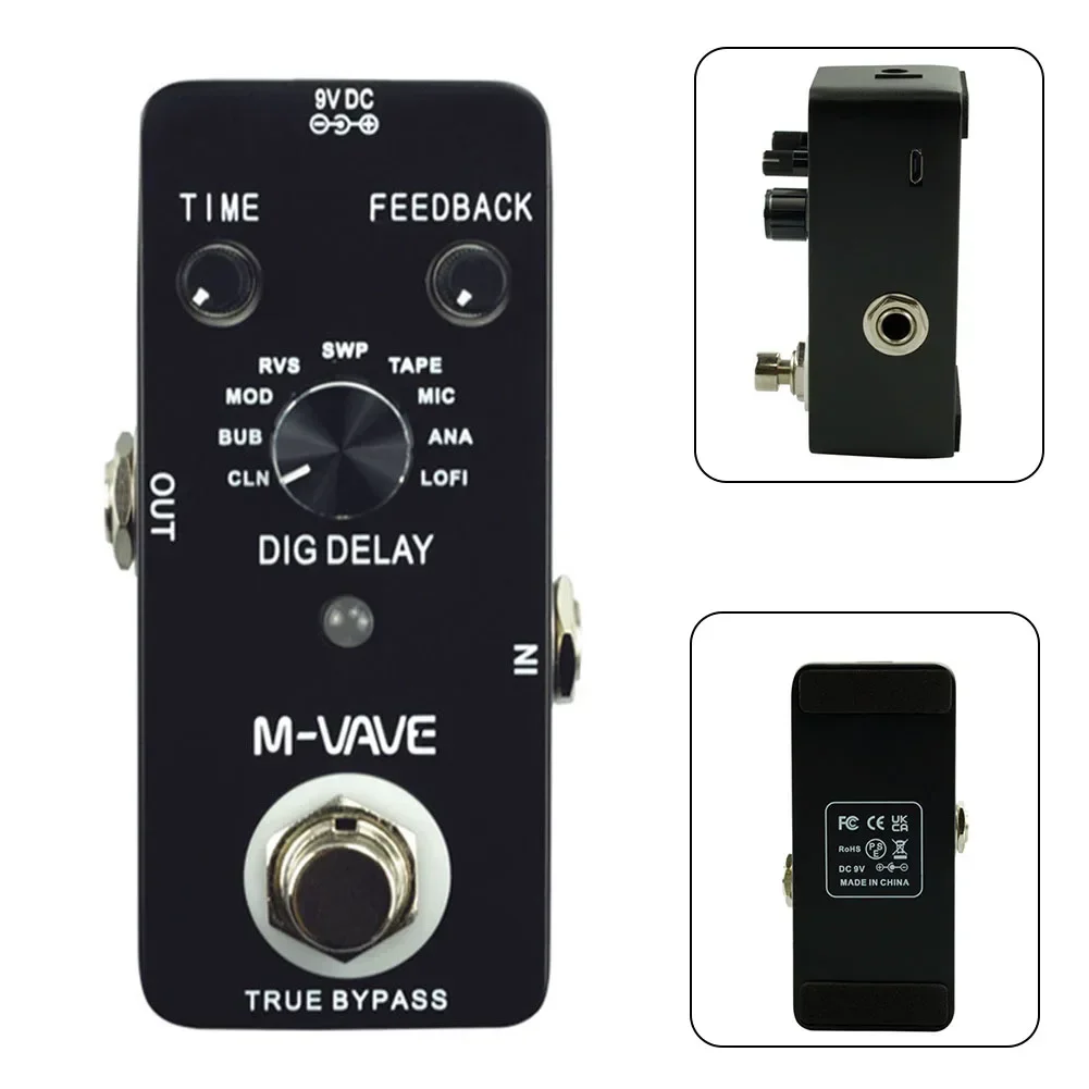 For M-VAVE DIG DELAY Digital Delay Guitar Effect Pedal With 9 Delay Effects True Bypass Full Metal Shell  Tools Accessories