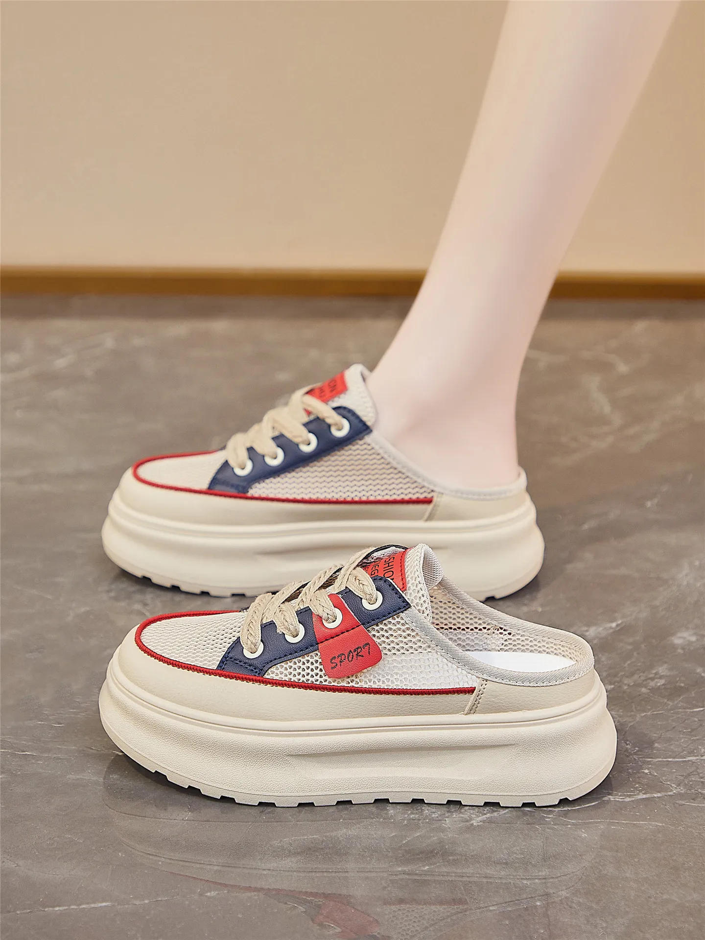 

Women's Faionable Casual oes f Slip-On Summer New Thi Bot Breathable Me Lined Spor Slipper Low Top round Toe