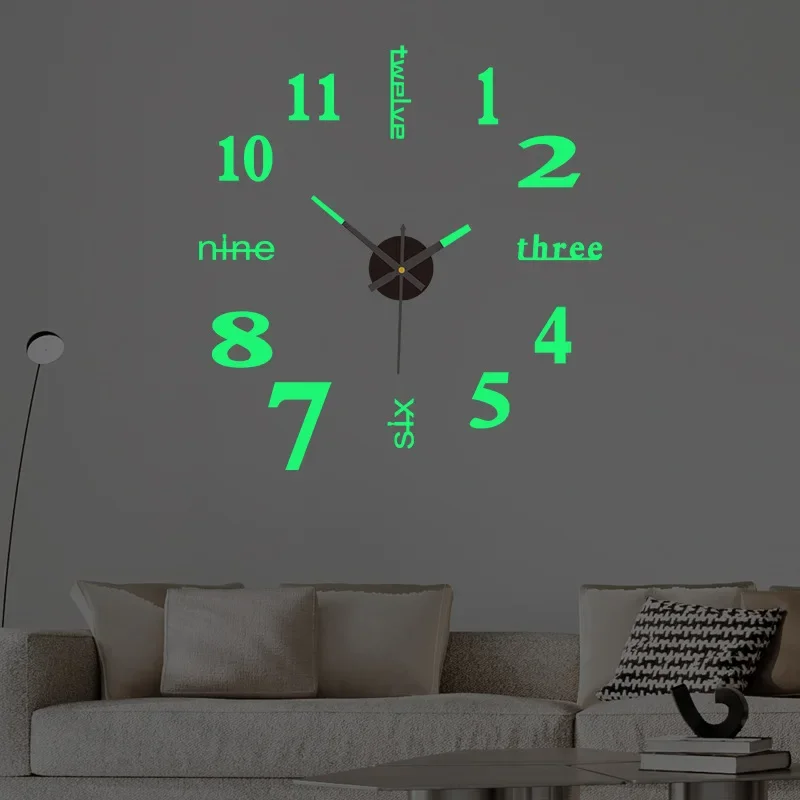 No Punch Creative Diy Clock 3d Wall Decal Decorative Clock Simple Modern Design Digital Diy Clock Diy Mute Wall Clock