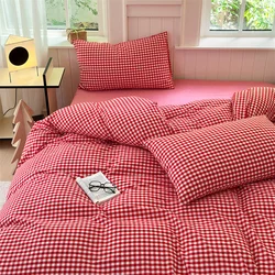 New Class A Cotton Single Bed Cover Yarn-dyed Washed Cotton Printed Checkered Quilt Cover Skin Friendly and Comfortable Bedding