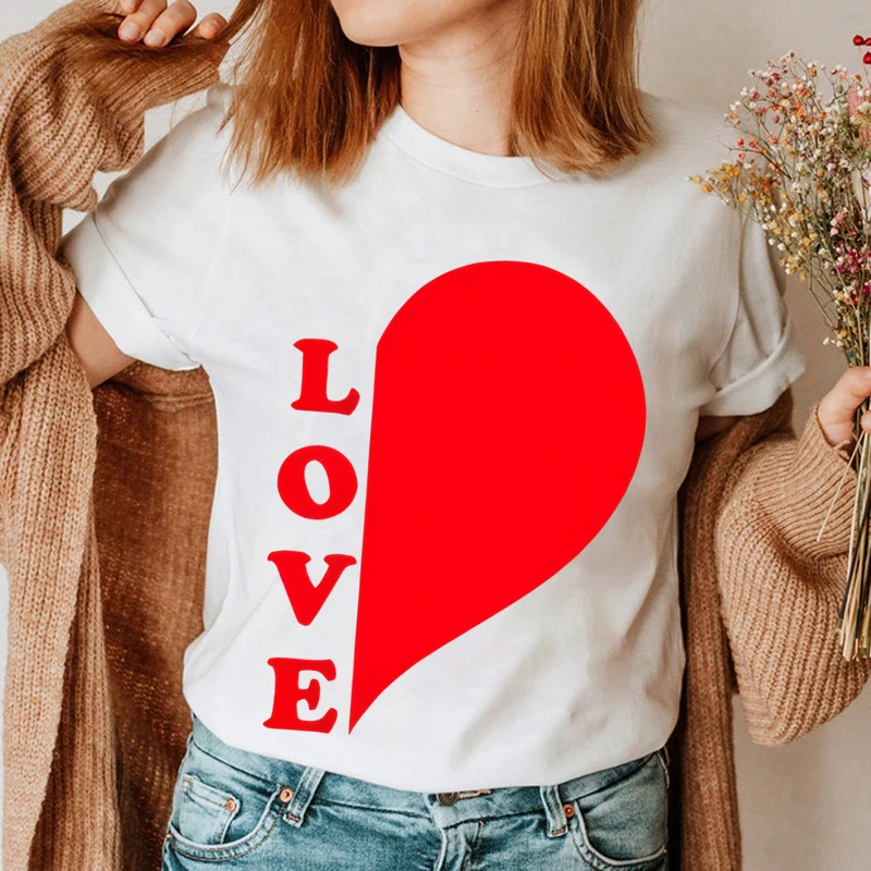 Love Letter Couples T Shirt Heart Graphics Couple Tshirt Summer Fashion Woman T-shirt Casual O-Neck Men Tops Lovers Tee Shirt