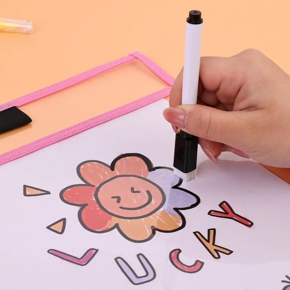 Reusable Write Wipe Transparent A4 Folder Portable Clear PVC File Pocket Waterproof Rewritable Kids Teaching Drawing Board