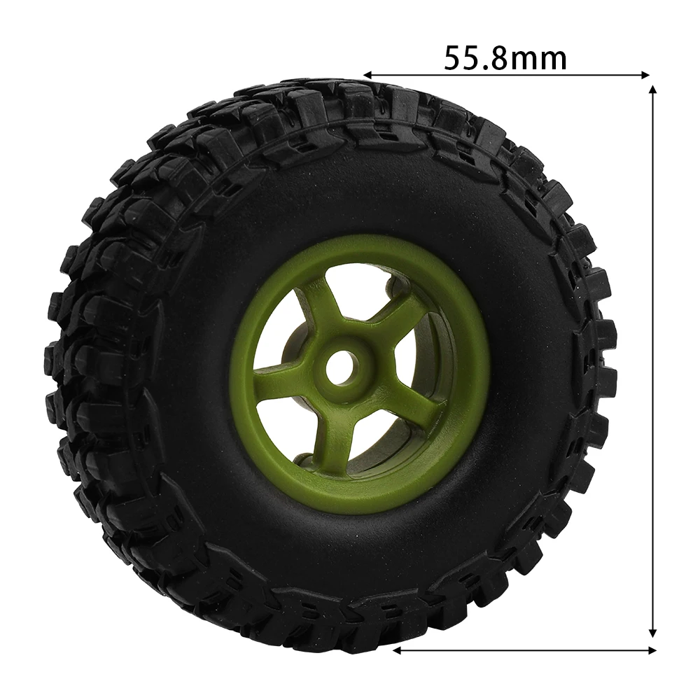 4Pcs Plastic Wheel Rims Rubber Off-Road Tires Set Fit 1/24 1/28 Mini RC Crawler Car Replacement Upgrade Parts Style I