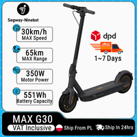 EU Stock Ninebot by Segway MAX G30P Electric Scooter 30km/h Max Speed Up to 65km Range 350W Power G30 Kickscooter 10 Inch Tire