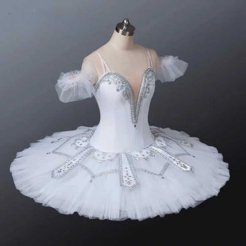 Professional ballet repertoire stage TUTU silver fairy dancer performance plate skirt silver white custom