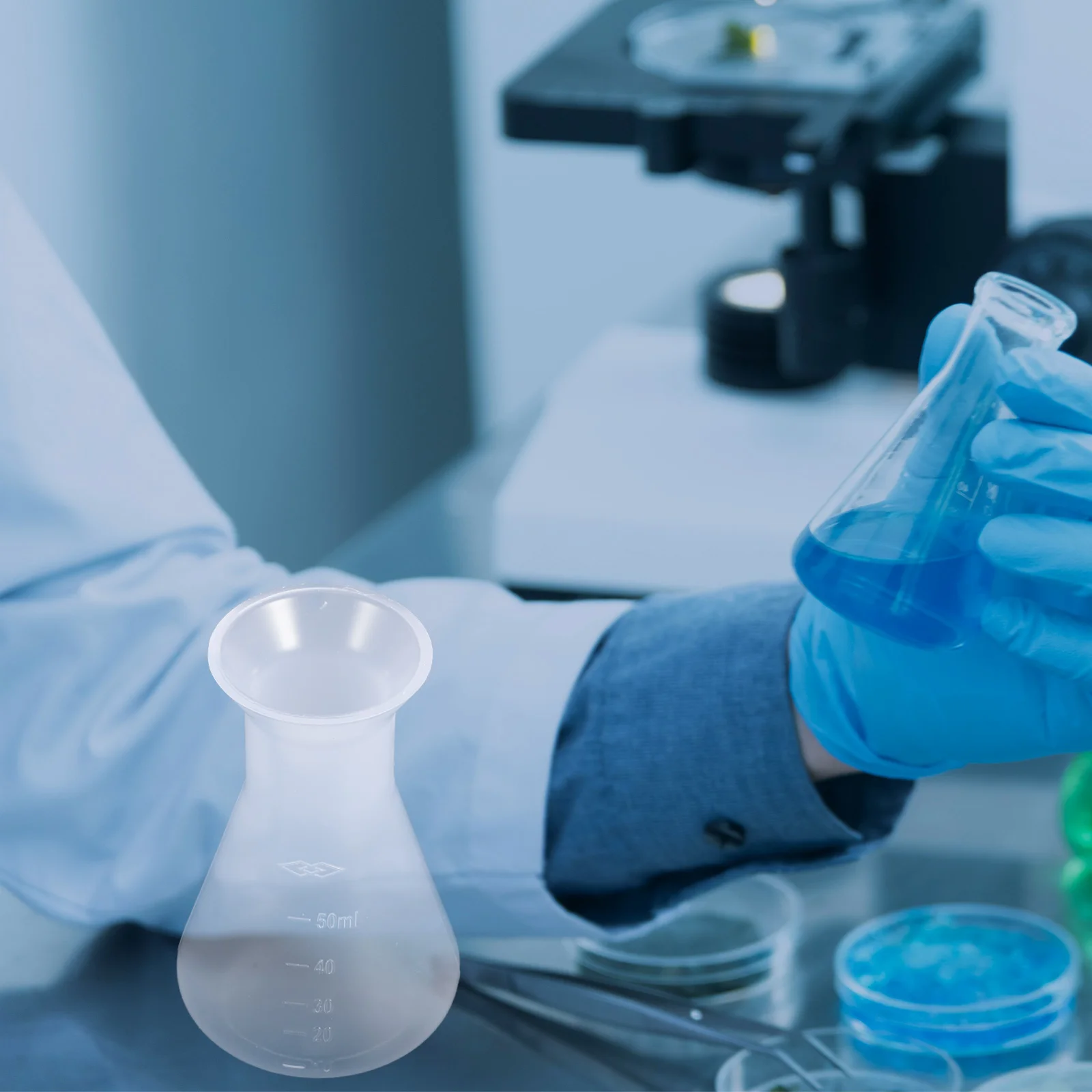 10 Pcs Laboratory Supply Plastic Flask for Erlenmeyer Experiment Liquid Sample Bottle