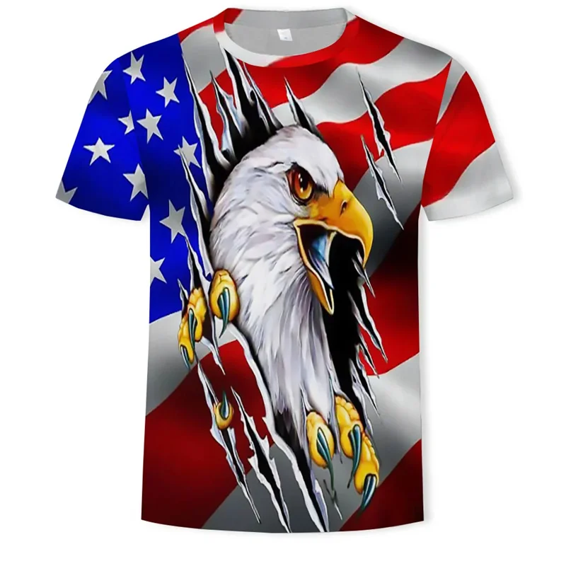 New USA Flag T-Shirt Men Women Stripes And Stars Pattern 3D Printed T Shirts Eagle American Flag Men's T-Shirts Summer Tops Tees