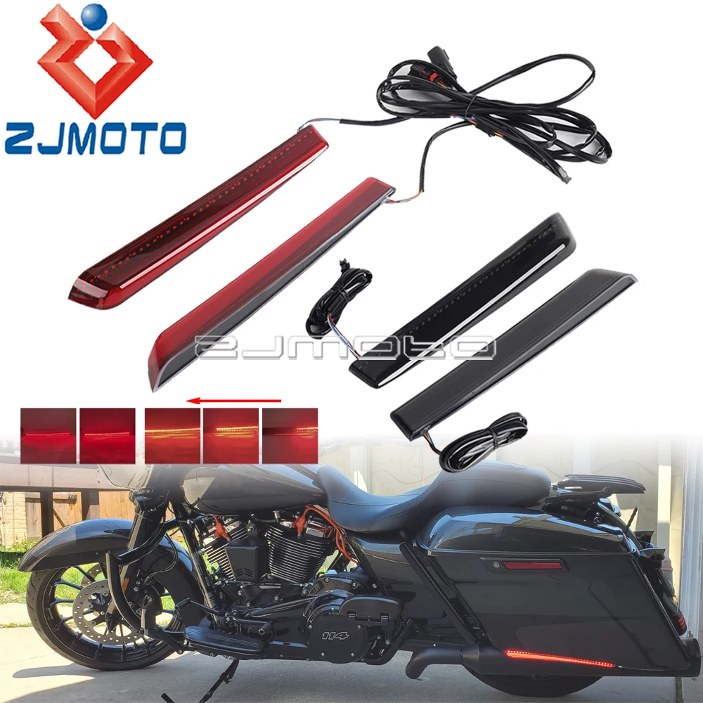 1 Pair Motorcycle LED Saddlebag Side Marker Light Brake Lamp For Harley Road King Ultra Limited Street Electra Glide 2014-2020