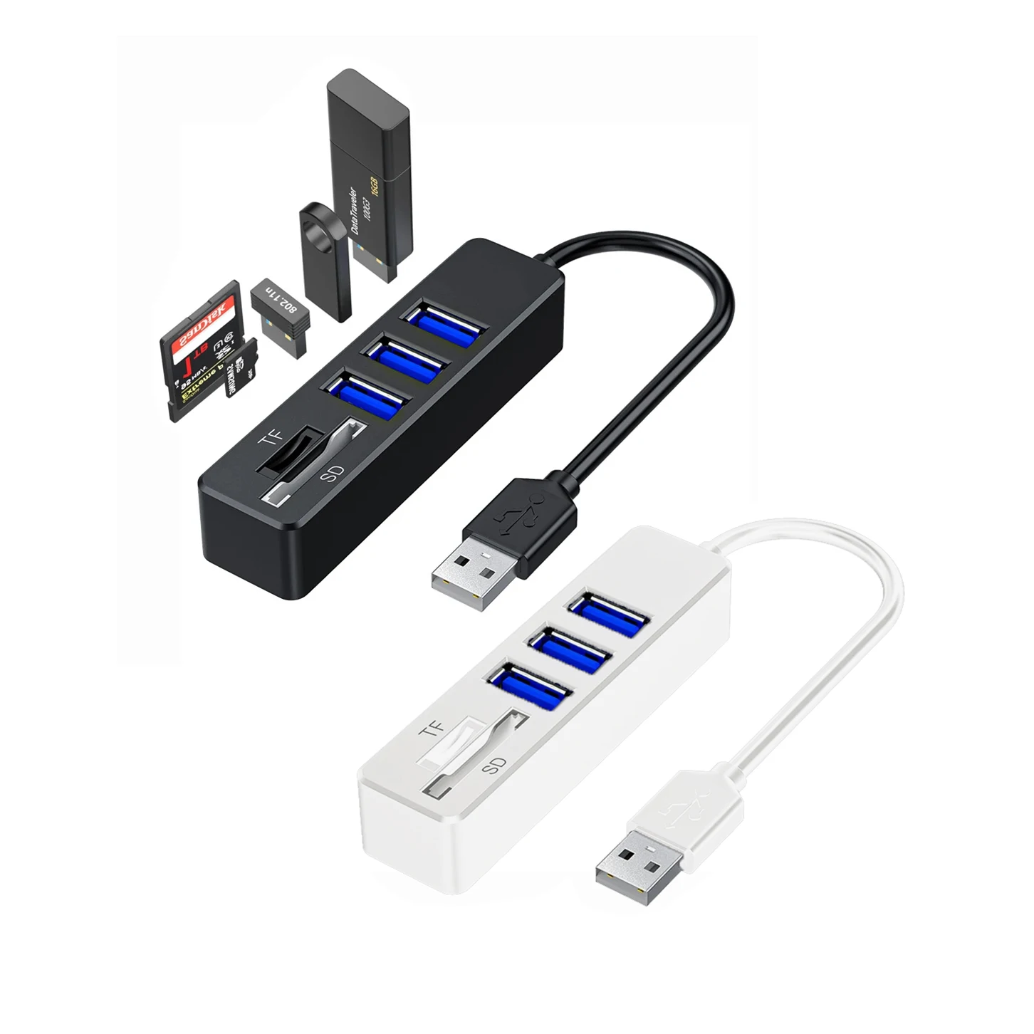 

USB 2.0 5-in-1 Multiport Hub - SD/TF Card Reader with 3 USB Ports Plug & Play for Desktop/Laptop, 480Mbps Data Transfer​