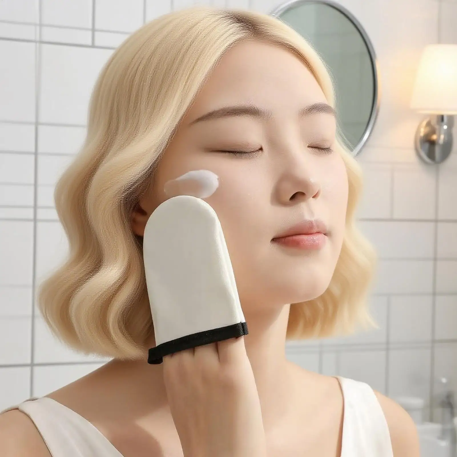 Gant de bronzage sans soleil, applicateur de gant auto-bronzant, applicateur de dos, gant de Lotion pour le corps lavable, applicateur de maquillage, artefact paresseux