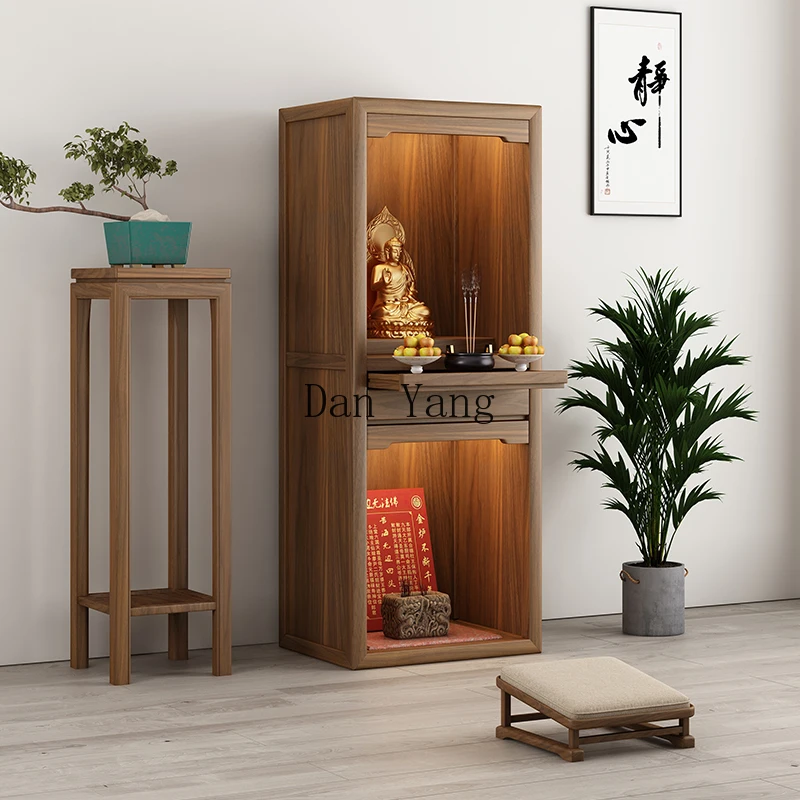 YJ Buddhist niche New Chinese vertical cabinet Simple shrine offering cabinet Solid wood offering table Buddhist platform