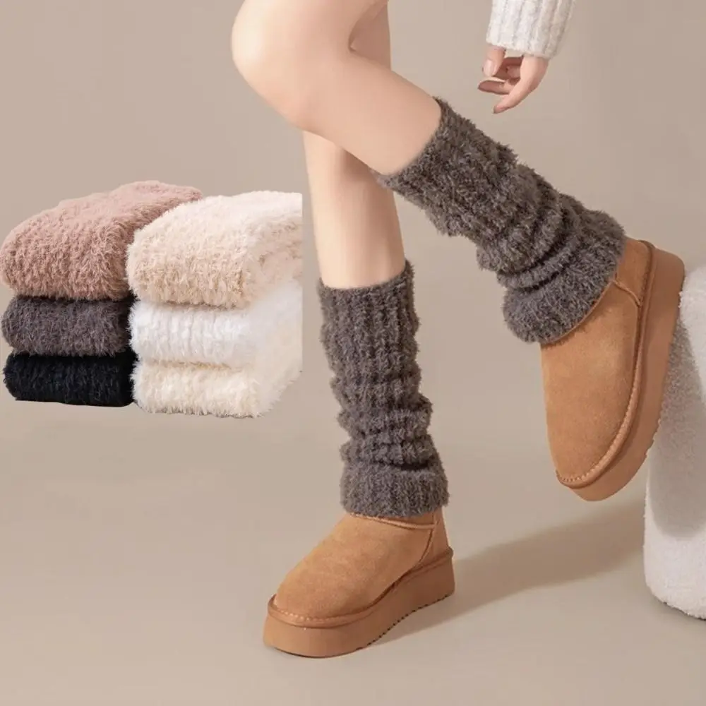 

Модные женские длинные чулки из искусственного лисьего меха, утепленные зимние носки с ворсом, теплые носки в японском стиле