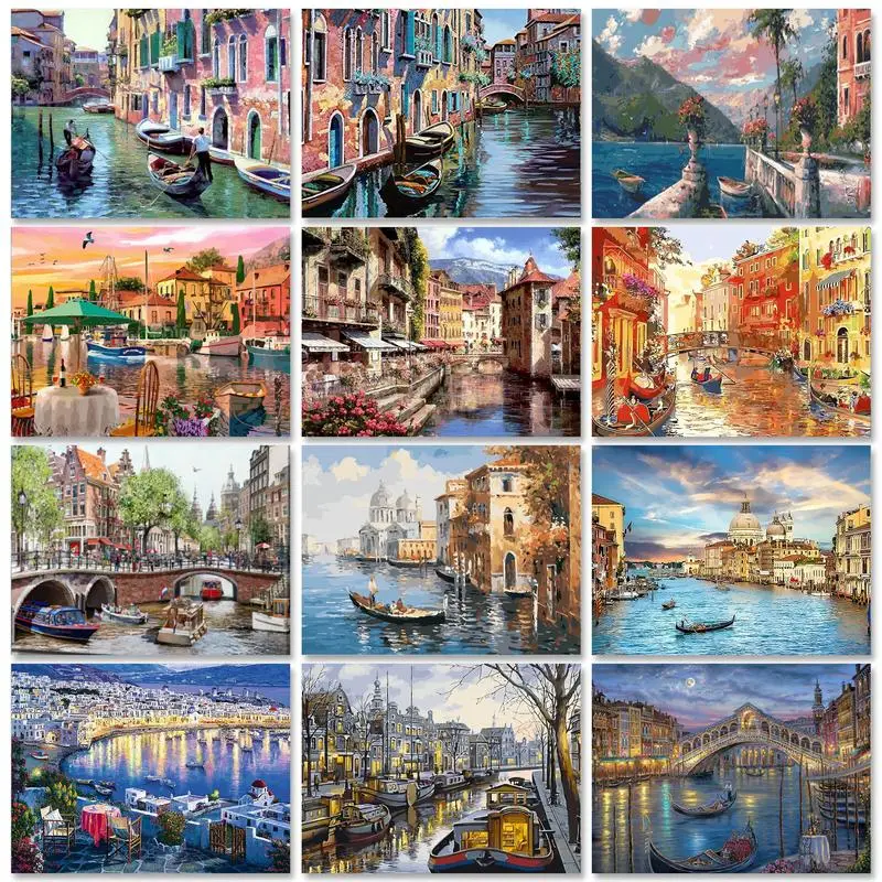 

GATYZTORY Venetian Scene Oil Painting by Numbers PAINT KIT Decorative Paintings Frame Acrylic Paint Personalized Gift Art Suppli