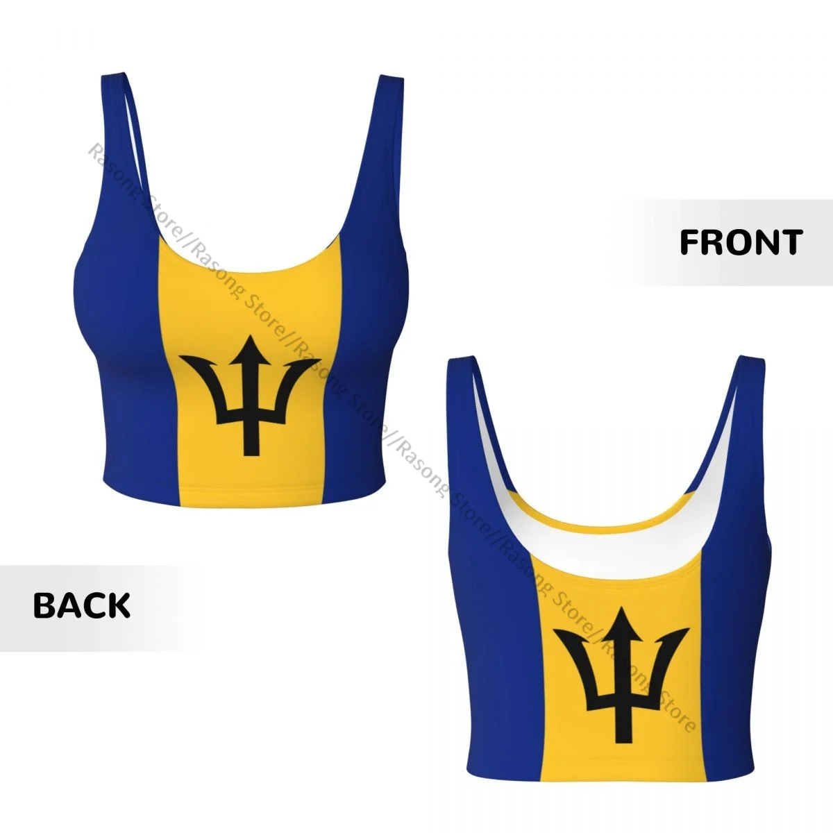 Women Sexy Sports Vest Barbados Flag Female Streetwear Sport Lingerie Tee Crop Top