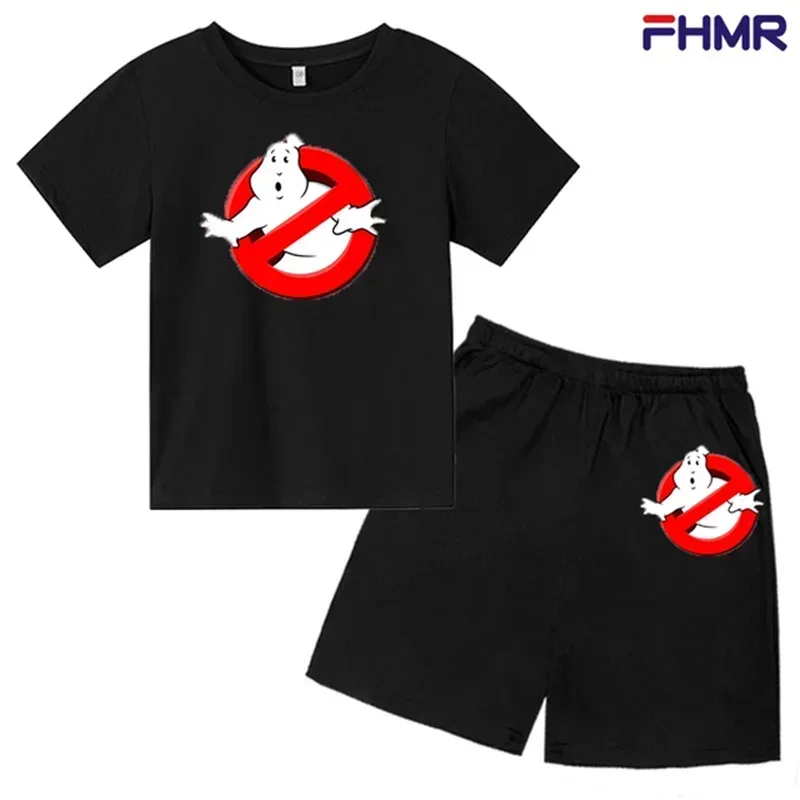 Summer Children T-shirts +shorts Suits Ghostbusters Toddle 2-12 Years Boys Girl Casual Print Short Sleeve movies Clothes Sets