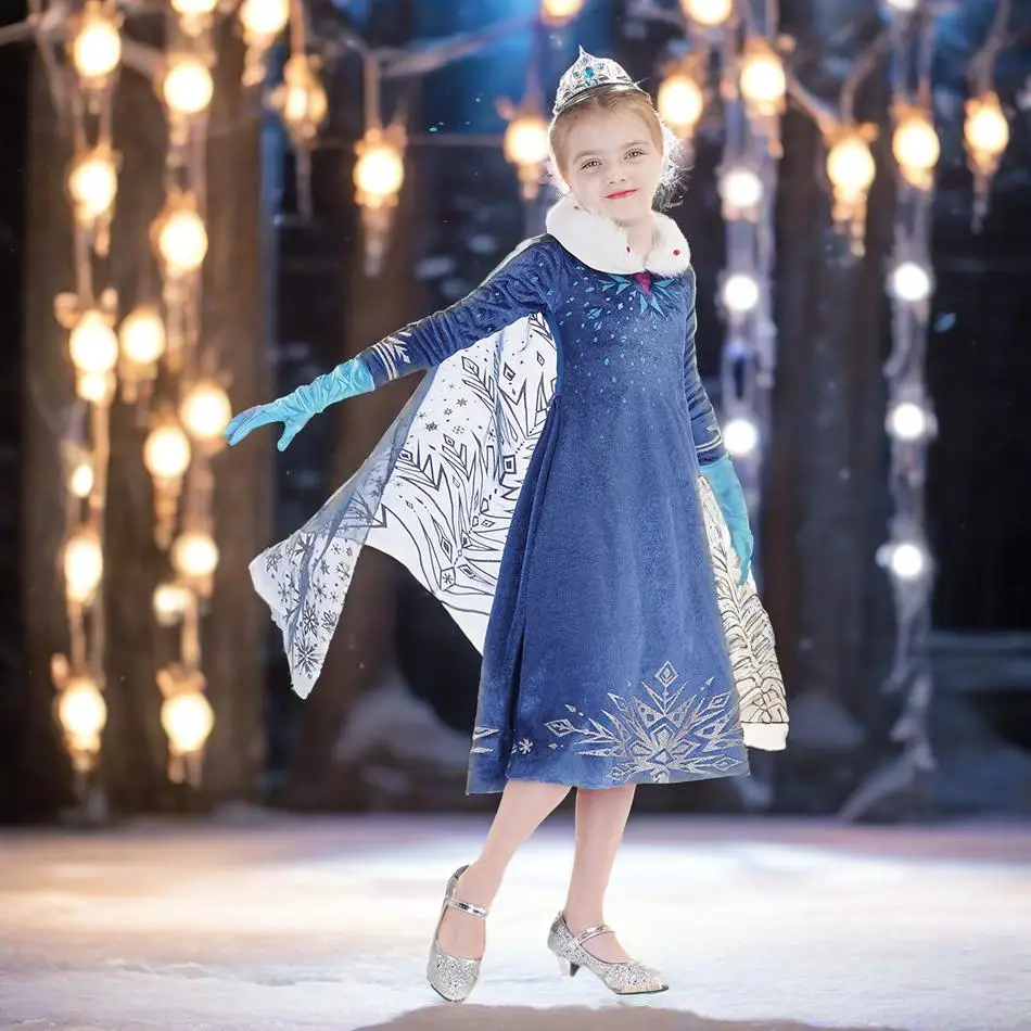 

Muababy Girls Snow Queen Dress Elsa Anna Costume Princess Birthday Party Outfit for Toddler Kids Carnival Cosplay Clothing 2-7Y