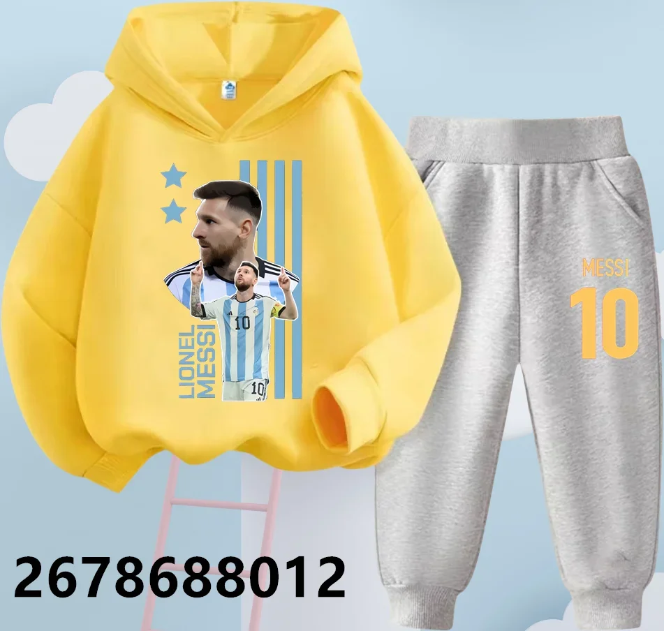 Spring Autumn Messi Hoodie Set Kids Casual Tracksuits 3-13 Years Boys Girls Sweatshirt+pants Kits Children Outfit Clothes Sets