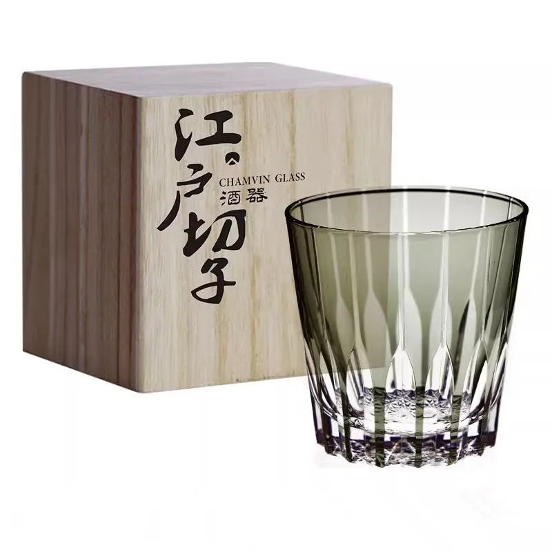 Smoke Gray Asterism Crystal Glass Whisky Cup Japan KAGAMI Glassware Wine Tasting Glasses EDO Kiriko Rock Tumbler Whiskey Snifter