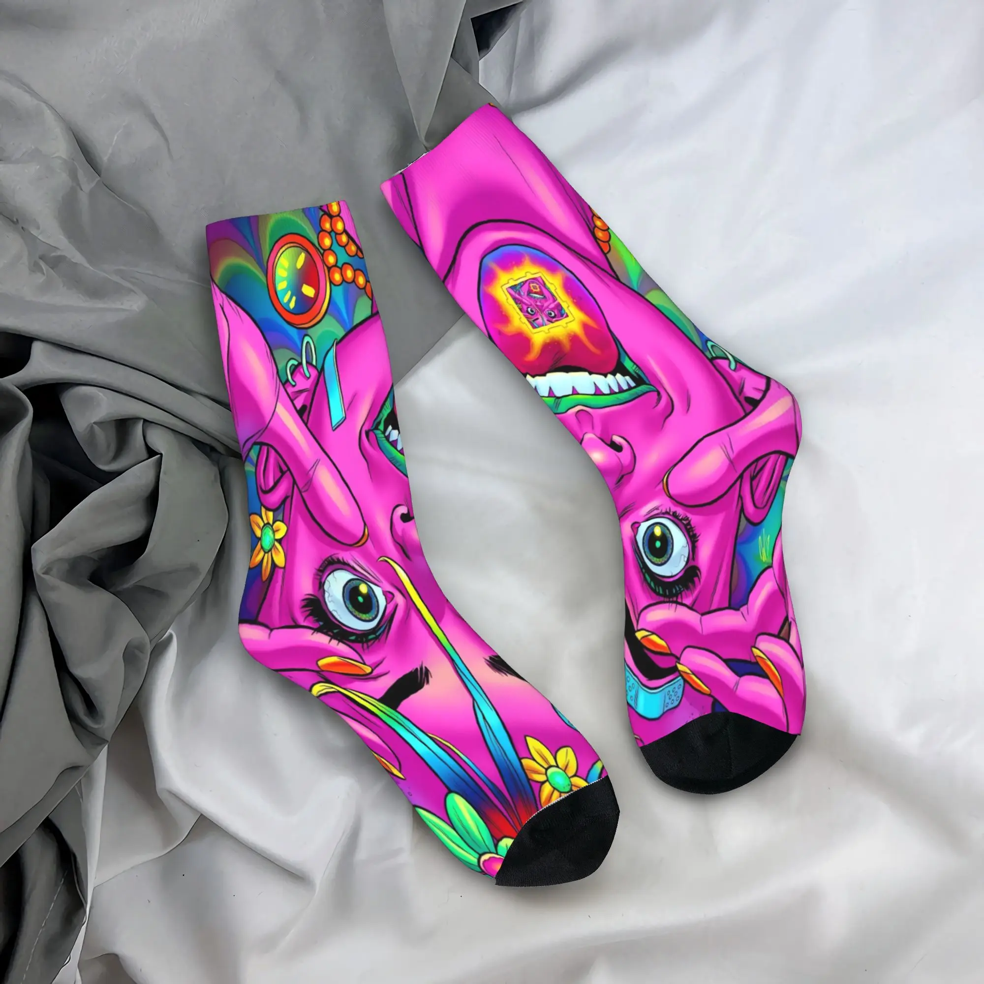 Psychedelic Multi‑eye Abstract Monster Socks  Funny Stockings Men Comfortable Outdoor Socks Autumn Graphic Non Slip Socks
