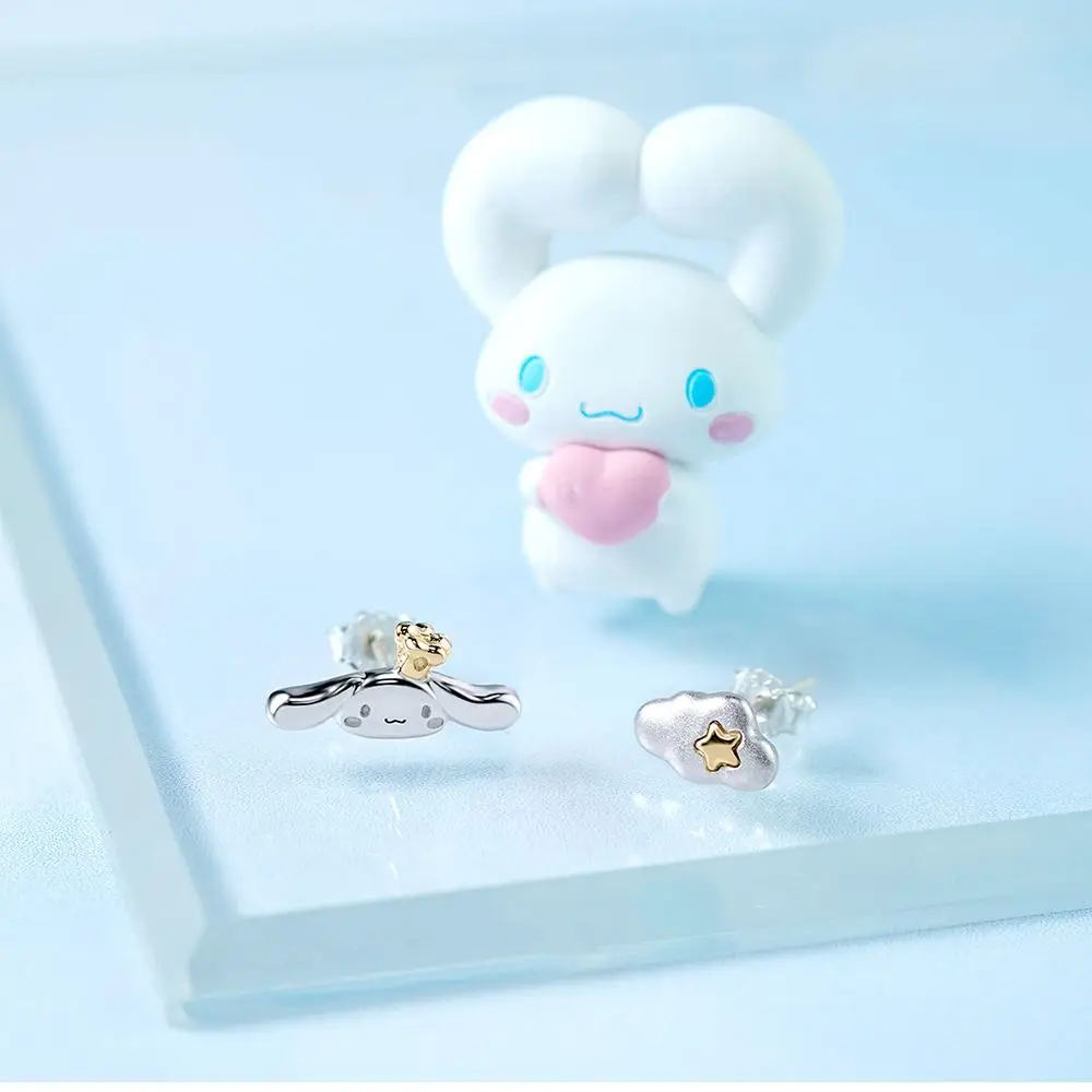 New Sanrio Cinnamoroll Bracelet Necklace Ring Ear Pendants Set Kawaii Fashion Exquisite Charm Jewelry Girl\'s Birthday Gift