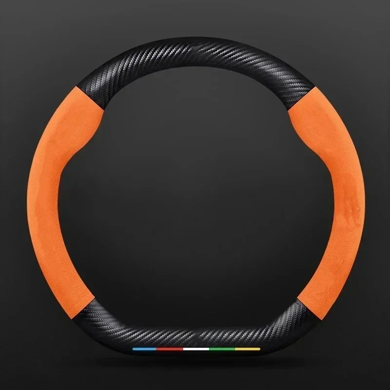 

For Chery Jetour X70 X70SM X90 X95 DASHING i-DM T2 T3 2023 38cm Car Suede Steering Wheel Cover Carbon Fiber Leather Non-Slip