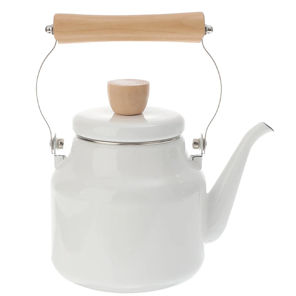 

Compact Enamel Teakettle Stovetop Heating Water Pot for Tea Or Coffee Anti Scald Handle Portable Kitchen Essential Retro Style