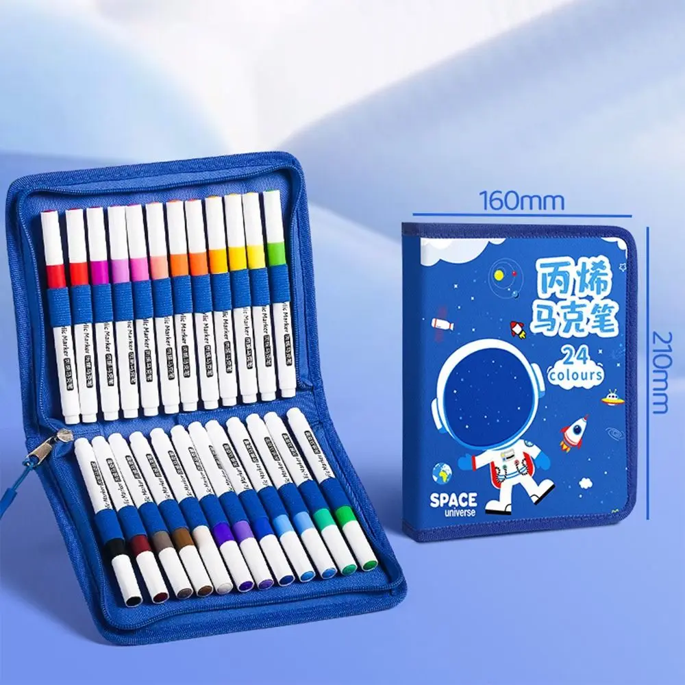 

Cartoon Large Capacity Art Marker Pen Storage Bag Zipper Pencil Bag Marker Pen Pouch Folding Marker Pen Organizer Artist