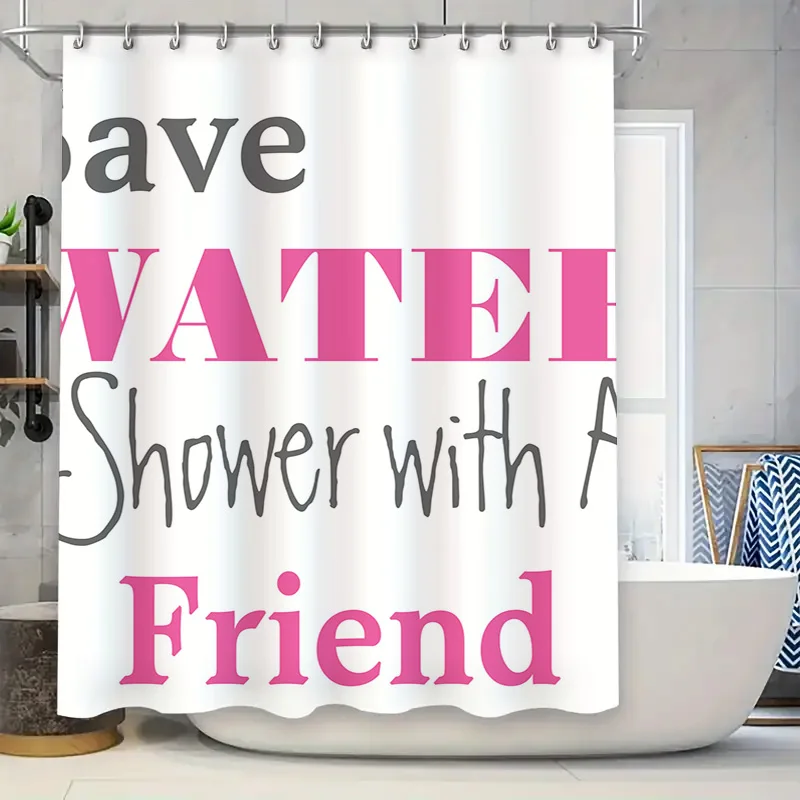 

Водосберегающая занавеска для душа с забавным дизайном, белый декор для ванной для дома, аксессуары для ванной комнаты, розовый текстовый принт на занавесках для душа