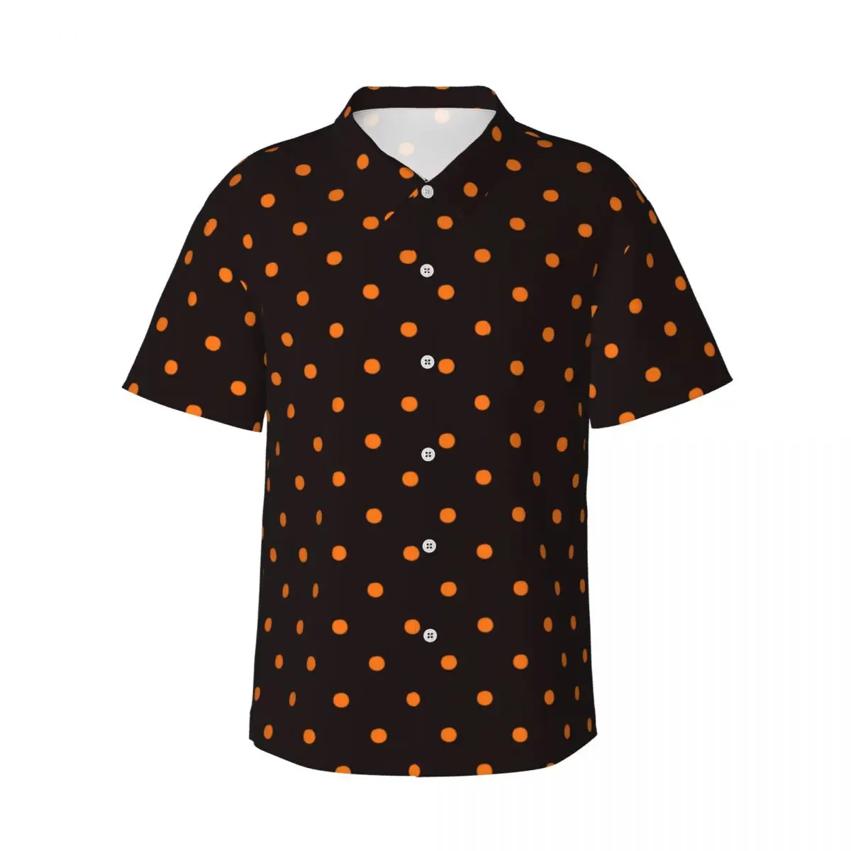 Polka Dots Print Hawaii Shirt Men Beach Orange and Black Casual Shirts Short-Sleeve Y2K Funny Custom Classic Oversized Blouses