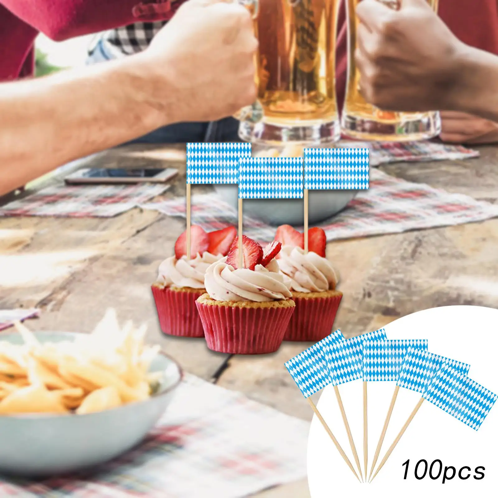 100 Pieces Oktoberfest Toothpick Flags Party Decorations Cocktail Stick Flag for Food Tableware Pub Sandwich Party Supplies