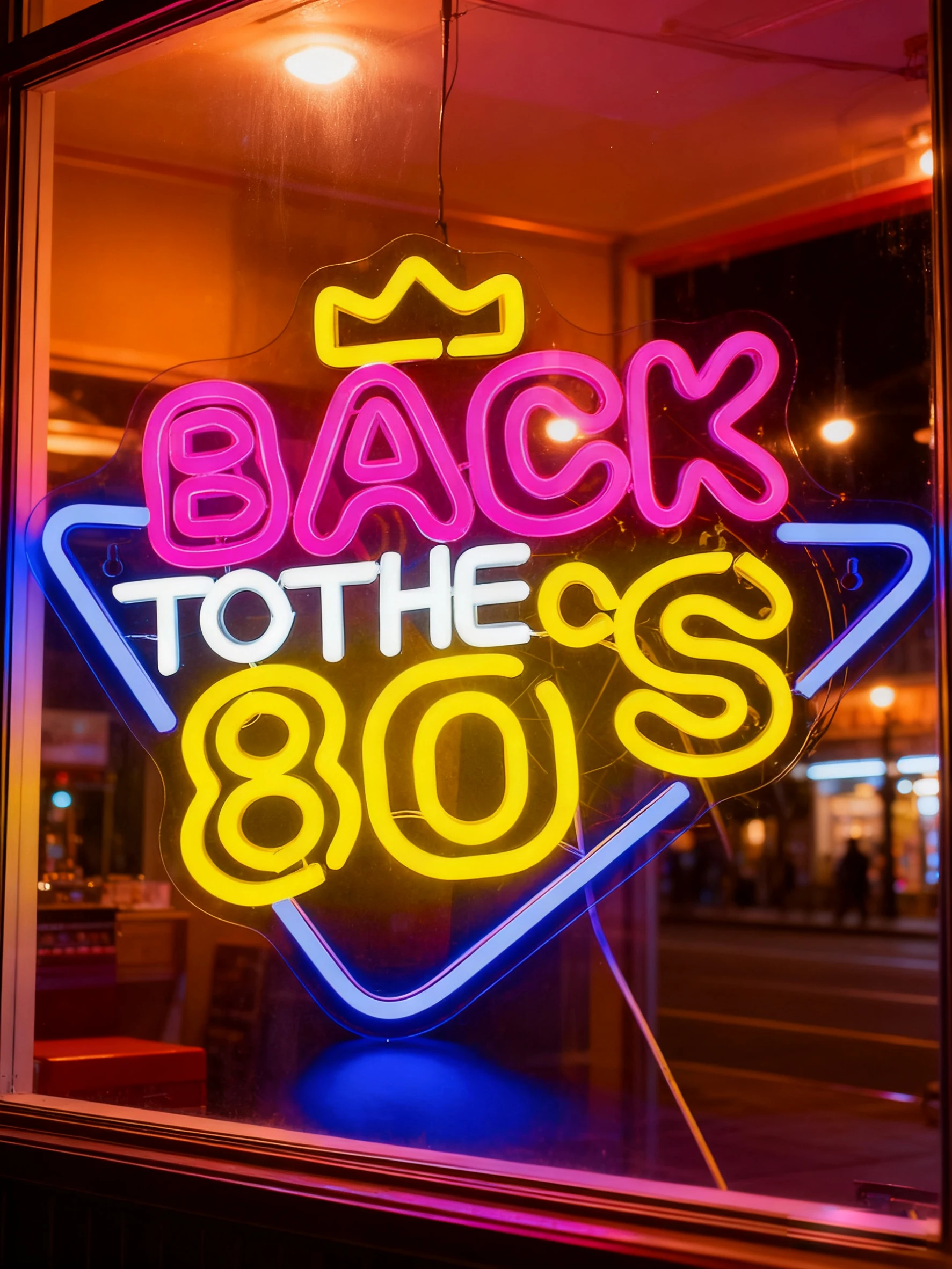 لافتة نيون ريترو 80s - ديكور حفلات LED مع تصميم بطاقة التاج - مصباح حائط قابل للتعتيم لغرفة النوم والبار وأعياد الميلاد - ممر عتيق