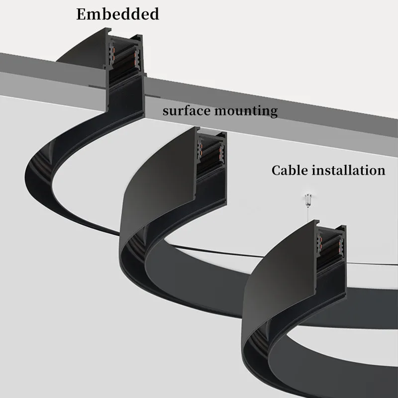 Runde magnetische Schienen leuchte eingebettete oberflächen montierte Wohnzimmer bogen ohne Haupt licht dunkel montierte LED randlose Linien lichter