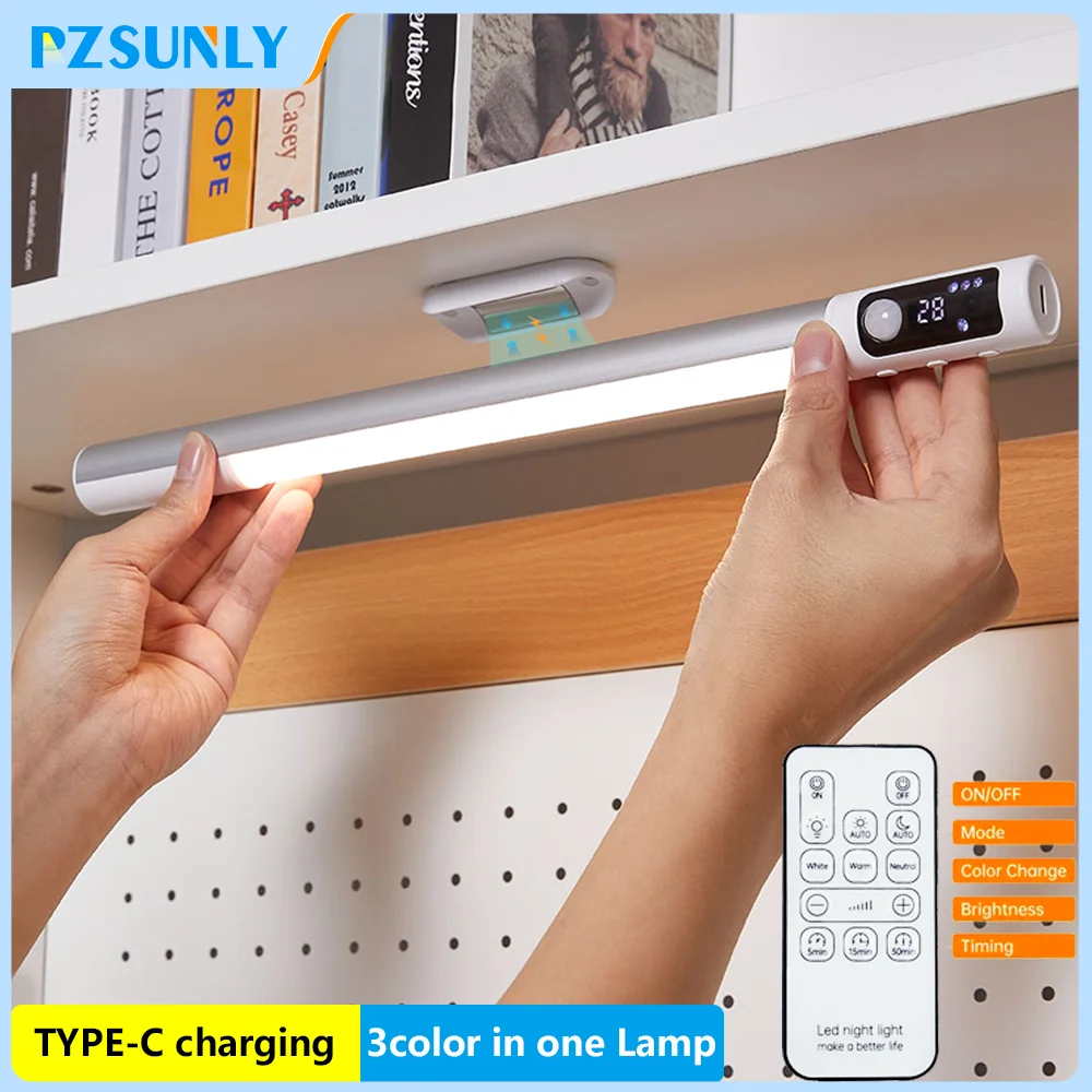 Motion Sensor Light Night Light Desk Lamp Type C Rechargeable Lights Cabinet Lights For Kitchen LED Digital Display Night Lights